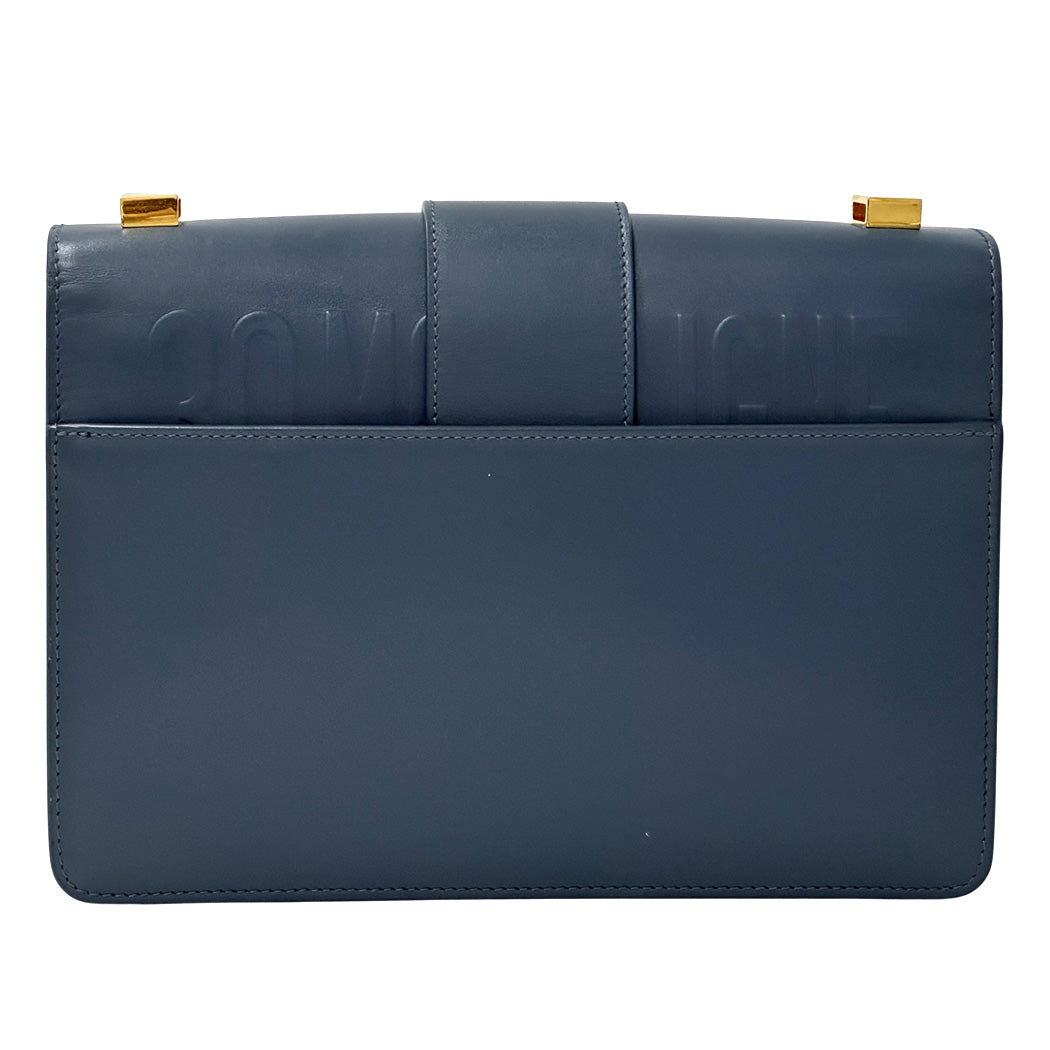 Dior ディオール 30モンテーニュ ショルダーバッグ ブルー ゴールド金具 レザー レディース 【中古】