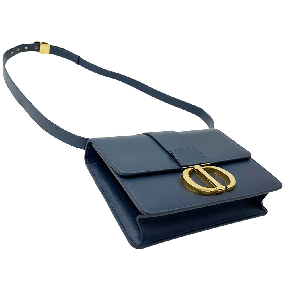 Dior ディオール 30モンテーニュ ショルダーバッグ ブルー ゴールド金具 レザー レディース 【中古】