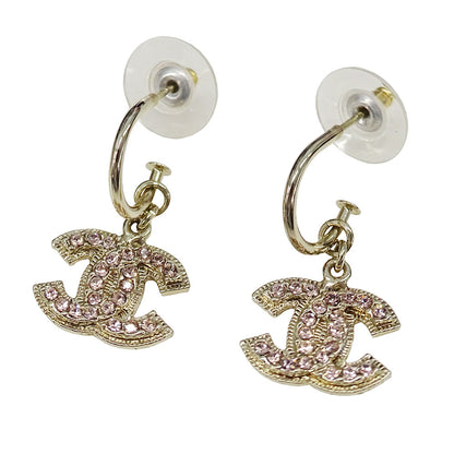 CHANEL シャネル ピアス ラインストーン ピンク ゴールド レディース 【中古】