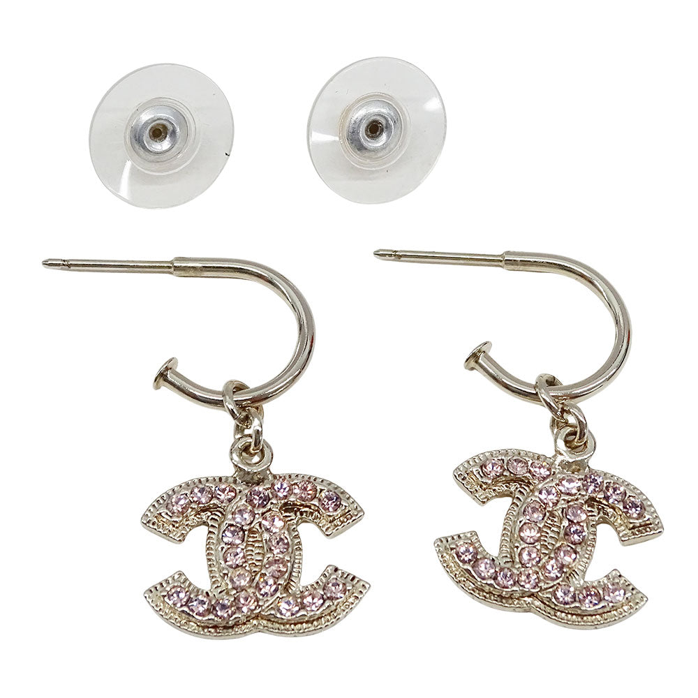 CHANEL シャネル ピアス ラインストーン ピンク ゴールド レディース 【中古】