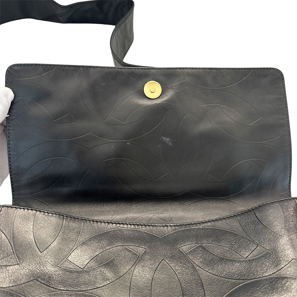 CHANEL シャネル ショルダーバッグ ココマーク ブラック ラムスキン レディース 【中古】