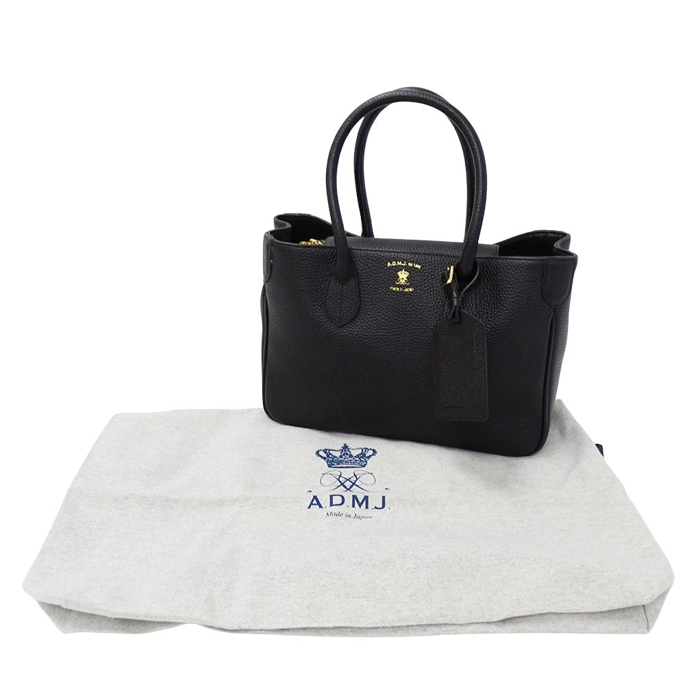 A.D.M.J. エーディーエムジェイ トートバッグ ブラック レザー レディース 【中古】