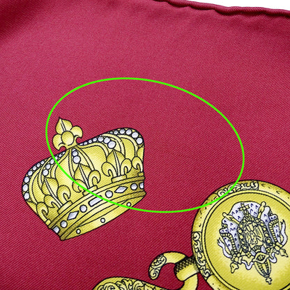 HERMES エルメス LES TAMBOURS タンブールの太鼓 スカーフ カレ 90 レッド シルク レディース 【中古】