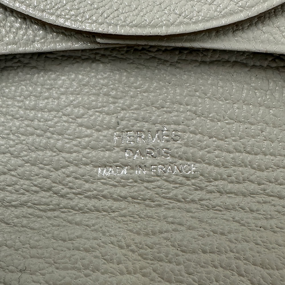 HERMES エルメス バスティア コインケース パールグレー シェブルミゾル レディース メンズ 【中古】