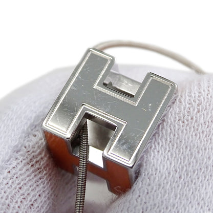 HERMES エルメス カージュドアッシュ Hキューブ ネックレス オレンジ シルバー レディース 【中古】
