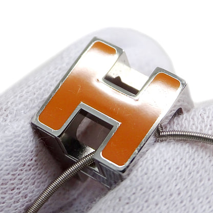 HERMES エルメス カージュドアッシュ Hキューブ ネックレス オレンジ シルバー レディース 【中古】