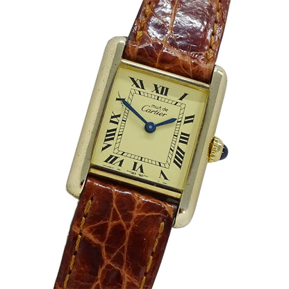 Cartier カルティエ マストタンク SM W1003153 レディース 腕時計 クオーツ QZ 925 レザー 【中古】