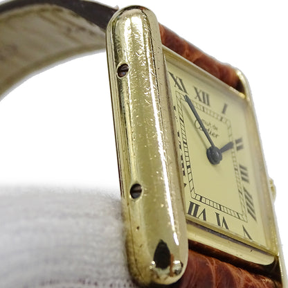 Cartier カルティエ マストタンク SM W1003153 レディース 腕時計 クオーツ QZ 925 レザー 【中古】