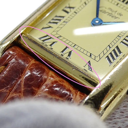 Cartier カルティエ マストタンク SM W1003153 レディース 腕時計 クオーツ QZ 925 レザー 【中古】