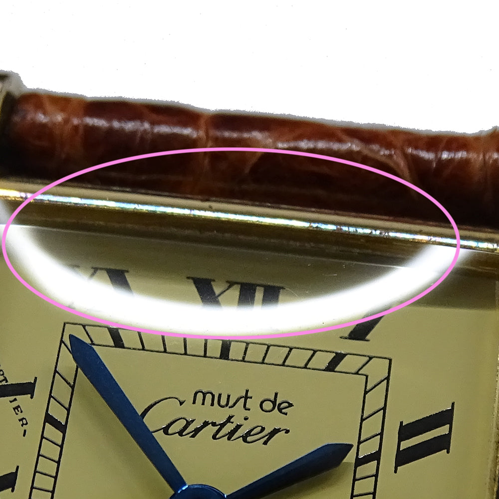 Cartier カルティエ マストタンク SM W1003153 レディース 腕時計 クオーツ QZ 925 レザー 【中古】