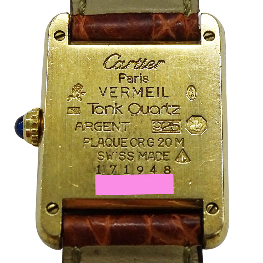 Cartier カルティエ マストタンク SM W1003153 レディース 腕時計 クオーツ QZ 925 レザー 【中古】