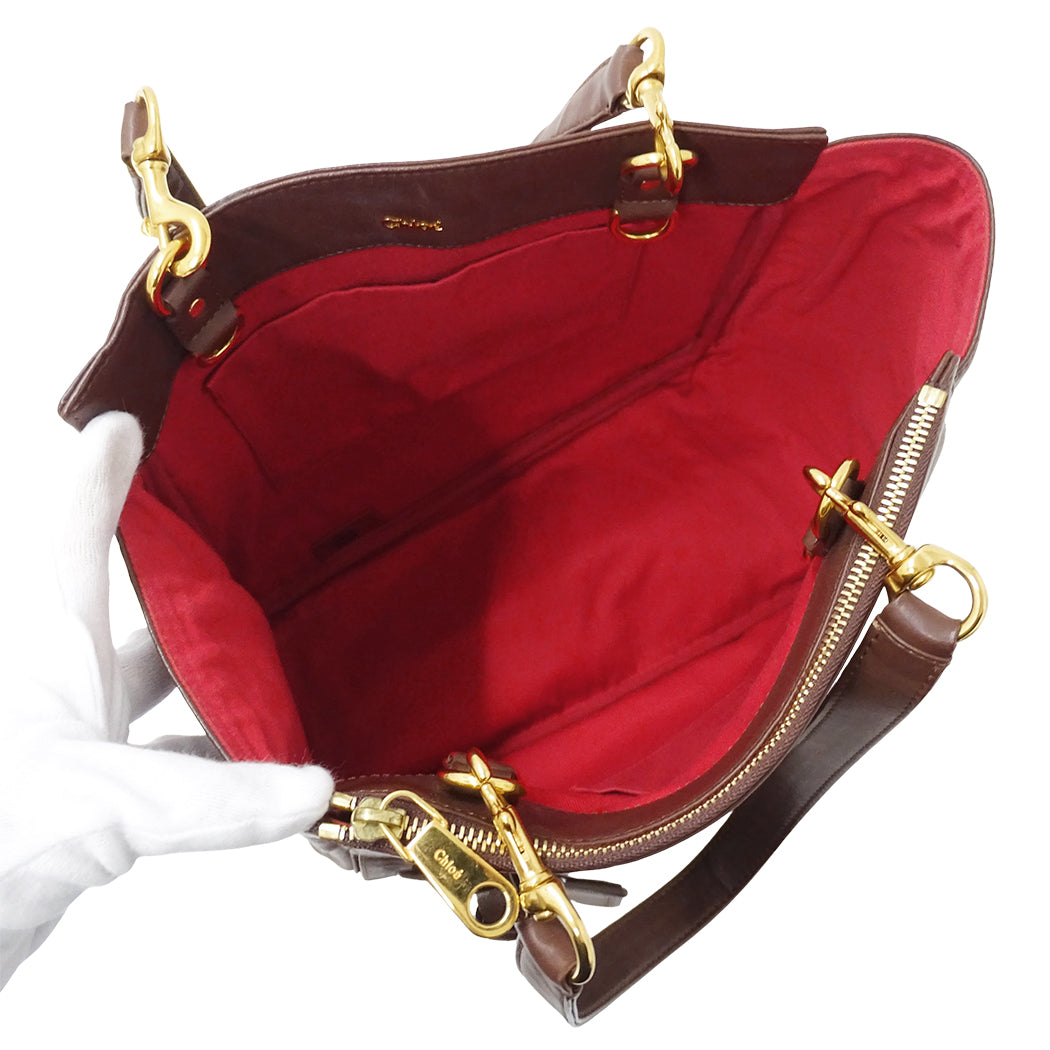 Chloe クロエ トートバッグ エデン ブラウン レザー レディース 【中古】
