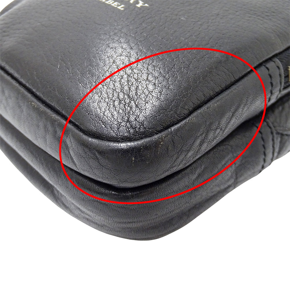 BURBERRY BLACK LABEL バーバリーブラックレーベル ボディバッグ ブラック レザー メンズ 【中古】