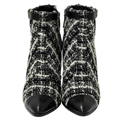 CHANEL シャネル ブーツ ブラック ホワイト ツイード レディース 【中古】