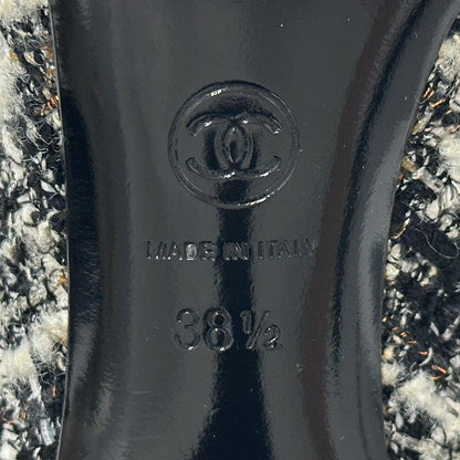 CHANEL シャネル ブーツ ブラック ホワイト ツイード レディース 【中古】