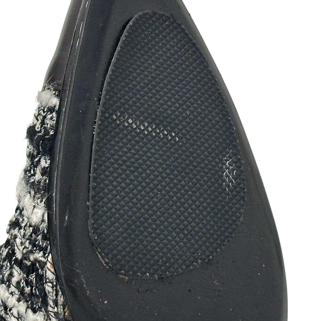 CHANEL シャネル ブーツ ブラック ホワイト ツイード レディース 【中古】