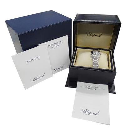 Chopard ショパール ハッピースポーツ スクエア 8892 レディース 腕時計 クオーツ QZ ステンレス レザー 5Pダイヤ 磨き済み【中古】