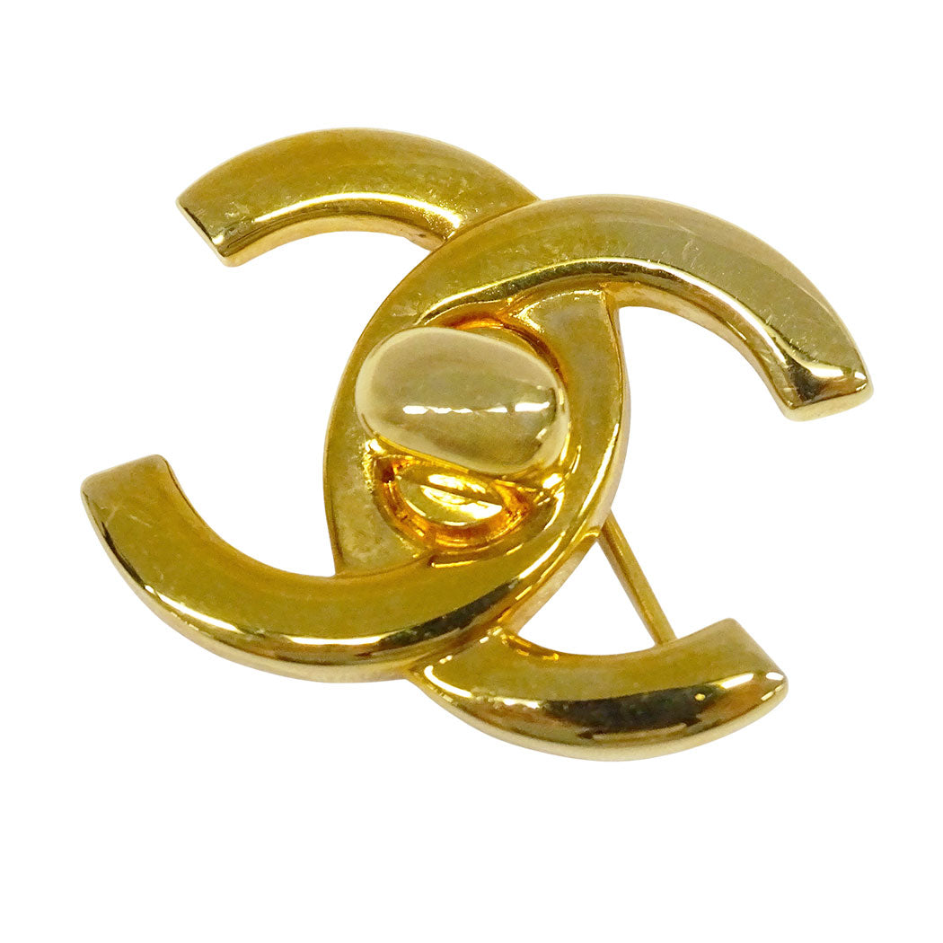 CHANEL シャネル ブローチ ターンロック GP ゴールド レディース 【中古】