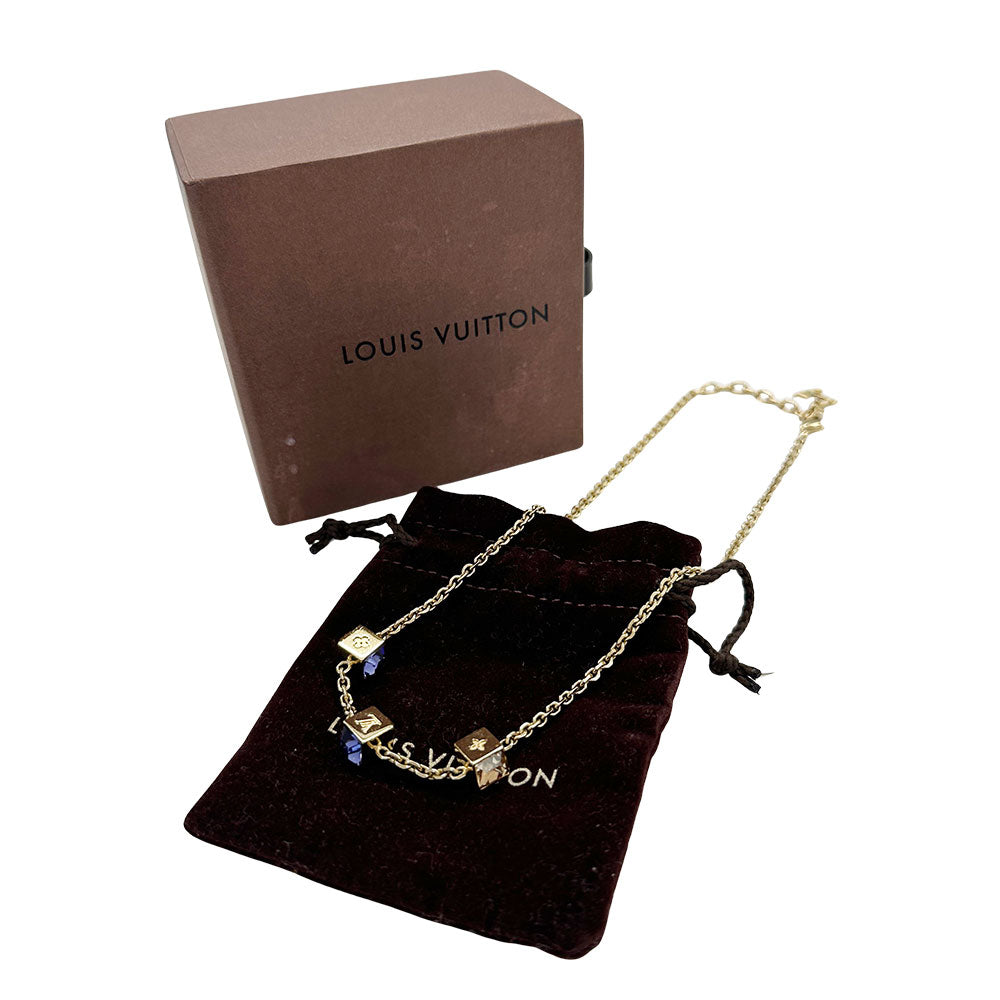 LOUIS VUITTON ルイ・ヴィトン コリエ・ギャンブル ネックレス ゴールド 青石 レディース M65096 【中古】