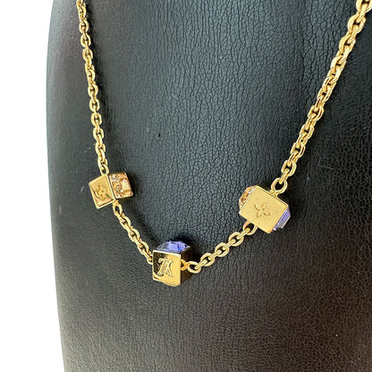 LOUIS VUITTON ルイ・ヴィトン コリエ・ギャンブル ネックレス ゴールド 青石 レディース M65096 【中古】