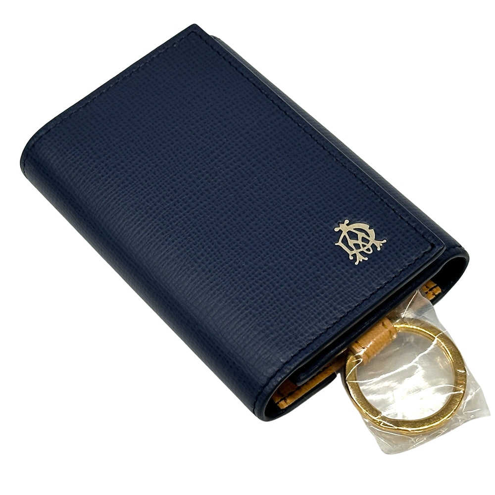 Dunhill ダンヒル キーケース ネイビー イエロー レザー 6連