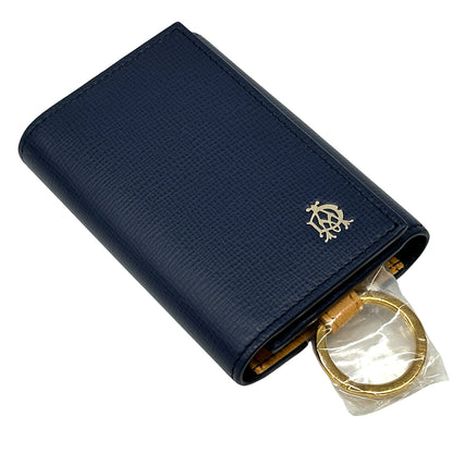 Dunhill ダンヒル キーケース ネイビー イエロー レザー 6連 キーリング付き メンズ 【中古】