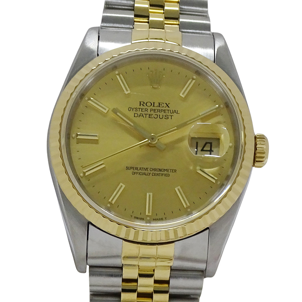 ROLEX ロレックス デイトジャスト 16233 X番 メンズ 腕時計 自動巻き SS YG 磨き済み【中古】