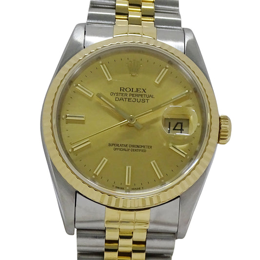 ROLEX ロレックス デイトジャスト 16233 X番 メンズ 腕時計 自動巻き SS YG 磨き済み【中古】