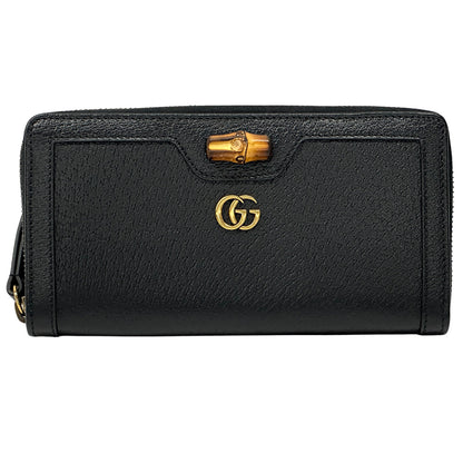GUCCI グッチ 長財布 バンブー プチマーモント ブラック 658634 レザー レディース メンズ 【中古】