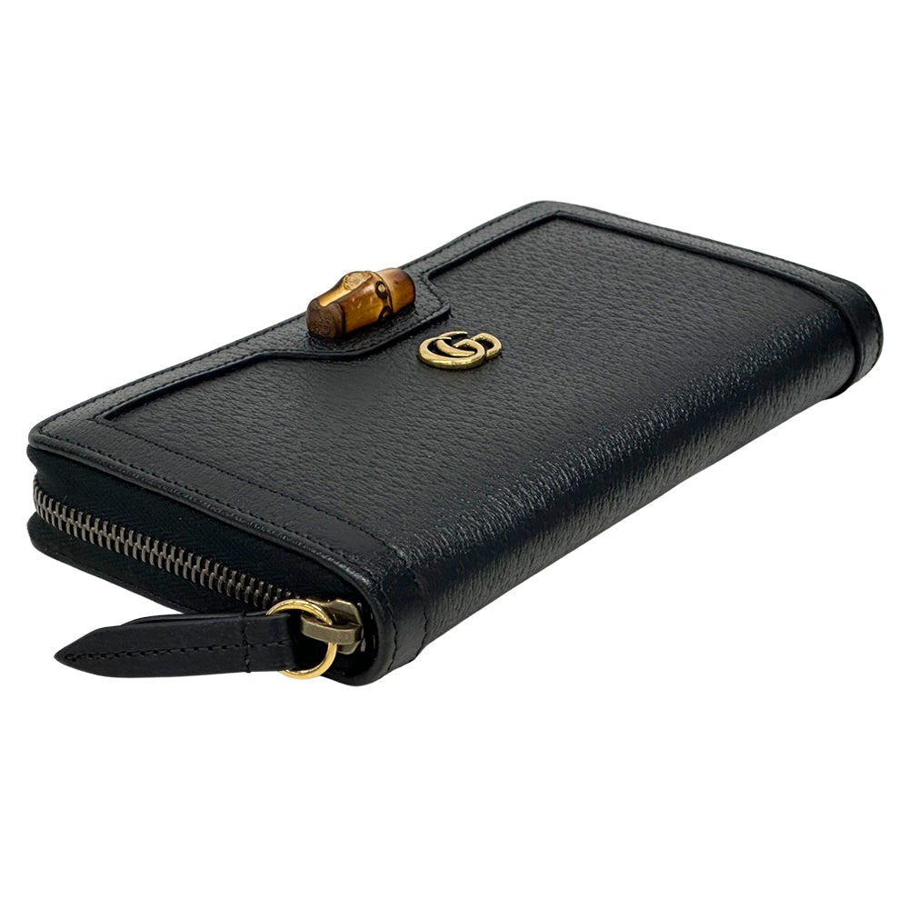GUCCI グッチ 長財布 バンブー プチマーモント ブラック 658634 レザー レディース メンズ 【中古】
