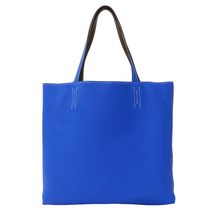 HERMES エルメス ドゥブルセンス 45 トートバッグ エトゥープ ブルー トリヨンクレマンス レディース 【中古】