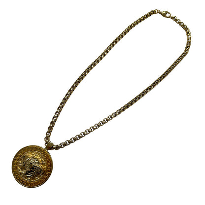 VERSACE ヴェルサーチ メデューサ メダリオン グレカ ネックレス GP ゴールド レディース メンズ 【中古】
