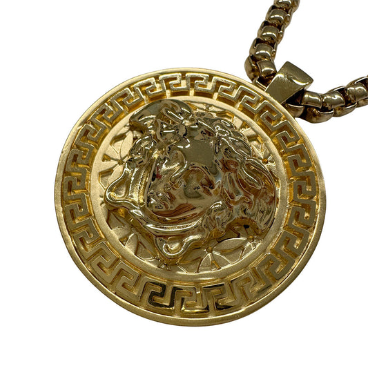 VERSACE ヴェルサーチ メデューサ メダリオン グレカ ネックレス GP ゴールド レディース メンズ 【中古】