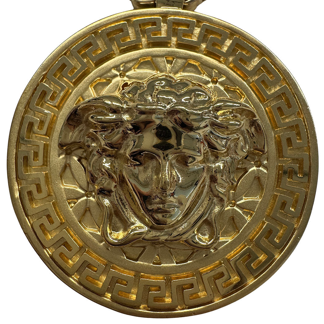 VERSACE ヴェルサーチ メデューサ メダリオン グレカ ネックレス GP ゴールド レディース メンズ 【中古】