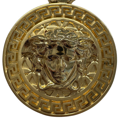 VERSACE ヴェルサーチ メデューサ メダリオン グレカ ネックレス GP ゴールド レディース メンズ 【中古】