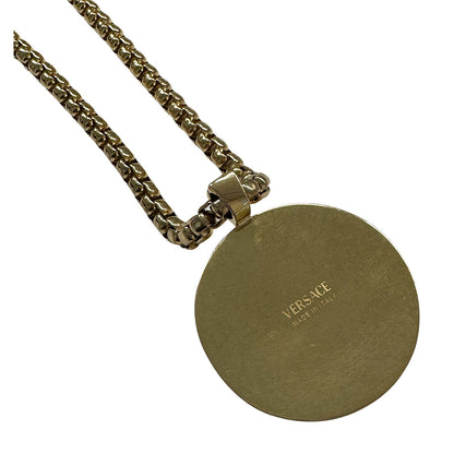 VERSACE ヴェルサーチ メデューサ メダリオン グレカ ネックレス GP ゴールド レディース メンズ 【中古】