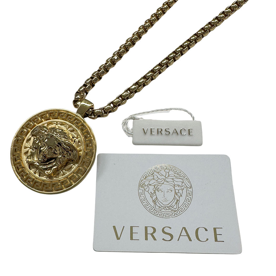 VERSACE ヴェルサーチ メデューサ メダリオン グレカ ネックレス GP ゴールド レディース メンズ 【中古】