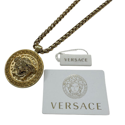 VERSACE ヴェルサーチ メデューサ メダリオン グレカ ネックレス GP ゴールド レディース メンズ 【中古】