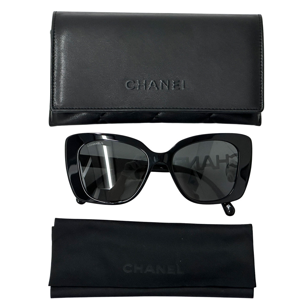CHANEL シャネル サングラス ココマーク ブラック ホワイト 5422-B-A プラスチック レディース 【中古】