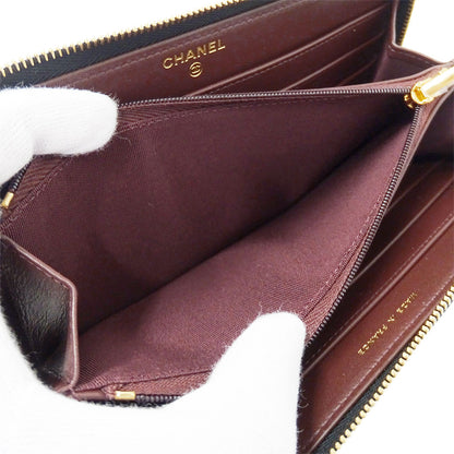 CHANEL シャネル 長財布 マトラッセ ブラック ゴールド金具 キャビアスキン レディース 【中古】