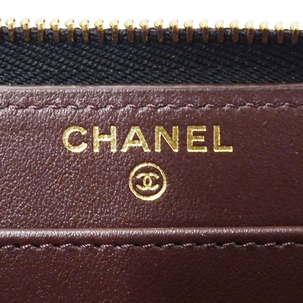 CHANEL シャネル 長財布 マトラッセ ブラック ゴールド金具 キャビアスキン レディース 【中古】
