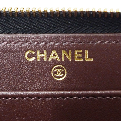 CHANEL シャネル 長財布 マトラッセ ブラック ゴールド金具 キャビアスキン レディース 【中古】
