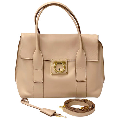 Ferragamo フェラガモ 2wayバッグ ガンチーニ ピンクベージュ レザー レディース 【中古】