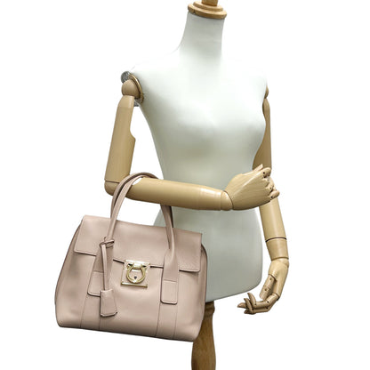 Ferragamo フェラガモ 2wayバッグ ガンチーニ ピンクベージュ レザー レディース 【中古】