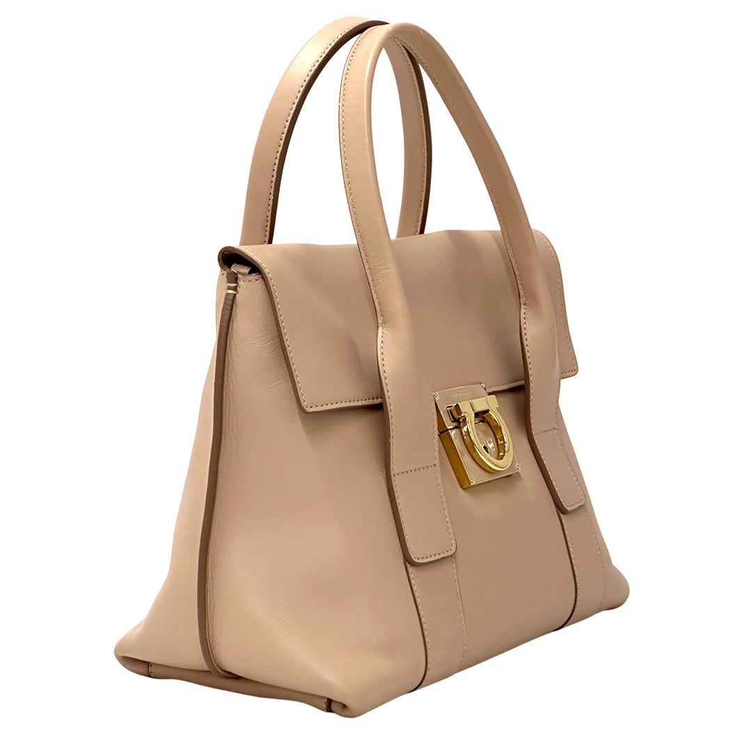 Ferragamo フェラガモ 2wayバッグ ガンチーニ ピンクベージュ レザー レディース 【中古】