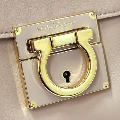 Ferragamo フェラガモ 2wayバッグ ガンチーニ ピンクベージュ レザー レディース 【中古】