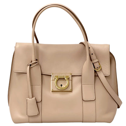 Ferragamo フェラガモ 2wayバッグ ガンチーニ ピンクベージュ レザー レディース 【中古】