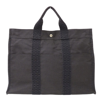 HERMES エルメス トートバッグ エールライン トートMM ブラック キャンバス レディース 【中古】