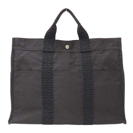 HERMES エルメス トートバッグ エールライン トートMM ブラック キャンバス レディース 【中古】