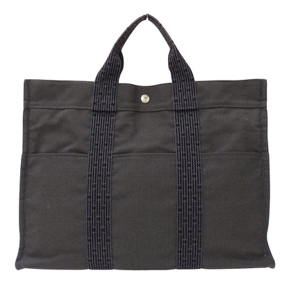 HERMES エルメス トートバッグ エールライン トートMM ブラック キャンバス レディース 【中古】